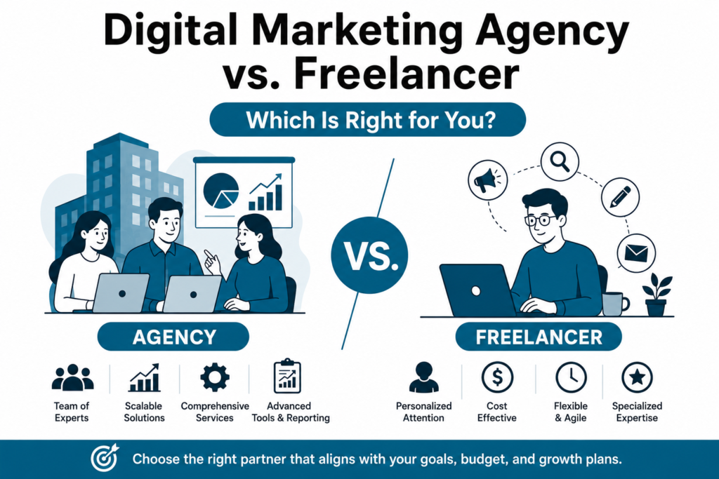 Digital Marketing Agency vs. Freelancer: Which Is Right for You? Digital marketing agency